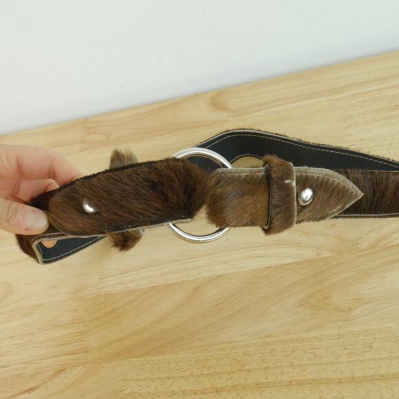 Cow Hide Fur Western Belt 30\